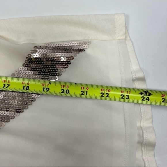 Express Women’s Top Sz Small Petite Ivory Metallic Bling Sequins Party/Cocktail - Picture 11 of 11